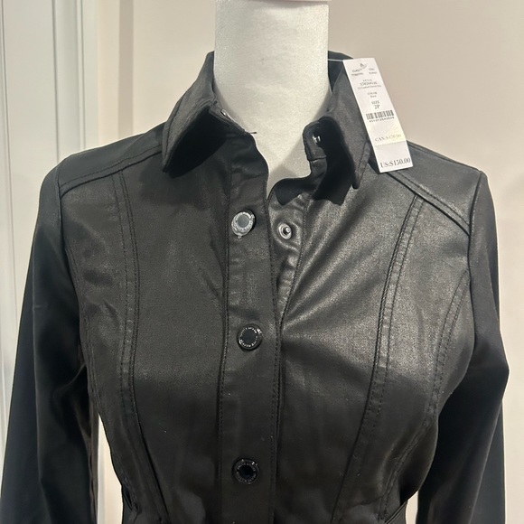 WHBM Brand New Black Vegan Leather Dress size 2P - Picture 3 of 7